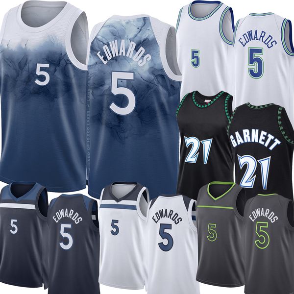 Anthony Edwards Minnesotas Timberwolve Maglie da basket Retro Kevin 21 Garnett 2023-24 City Youth Kid Jersey