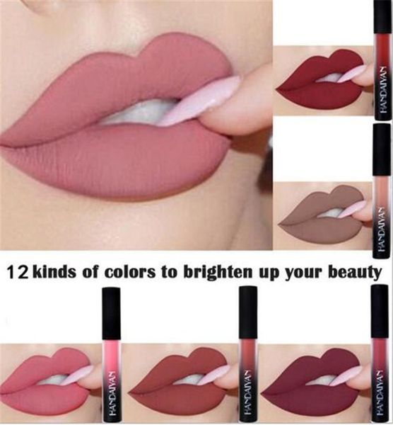 Neue marke 12 Farben Wasserdicht Matte Lippen Flüssigen Lippenstift Feuchtigkeitscreme Rote Lippen Make-Up-Stick Nude Lip Gloss Kosmetik Matte lippenstift5086789