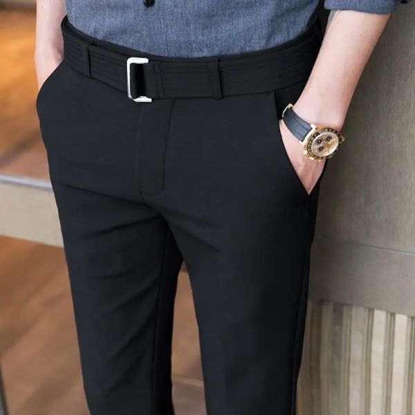 Pantaloni 2023 Nuova primavera e autunno pi shuai tendenza leggera di lusso ad alta vita slim fit piccoli piedi versatili pantaloni da uomo drappeggio casual