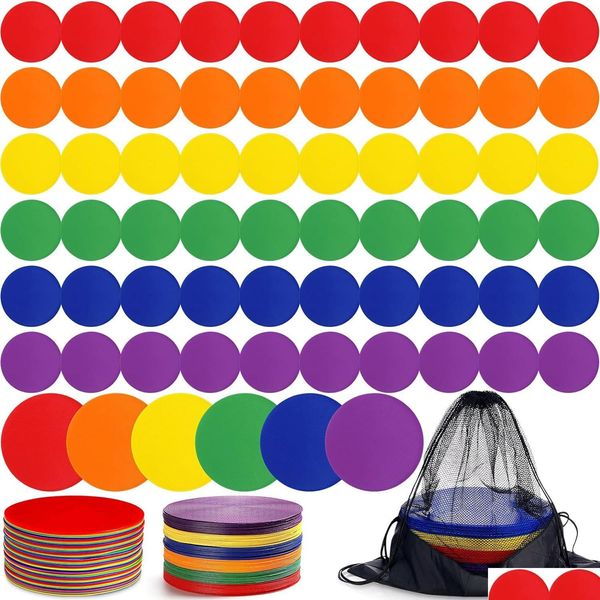 Outros artigos esportivos 60 Pcs TPE Floor Spot Marcadores Pontos para Ginásio Flat Non Slip Marker Dance Dot Sala de Aula Esportes Futebol Gota Entrega DHPQ2