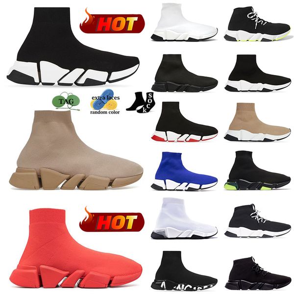 2024 Yeni Ürün Çorap Ayakkabıları Erkek Kadın Spor Ayakkabı Üçlü Black Beyaz Mavi Kırmızı Khaki Yeşil Şerek Talşı Up Rahat Erkek Kadınlar Yumuşak Sneaker Açık Spor Eğitmenleri