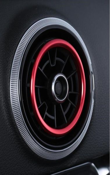 Console central saída de ar condicionado quadro capa guarnição para a3 8v 2013-2019 interior vermelho azul prata saídas de ar círculo decalques8005856