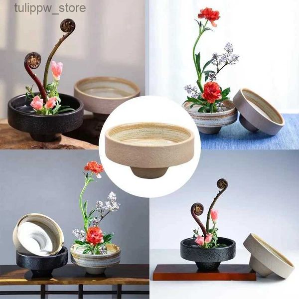 Vazolar Japon tarzı Ikebana Tutucu Seramik Ikebana Çiçek Düzenlemesi Vazo Çay Töreni Çay Masası Zen Çiçek Düzenleme Aracı L240309