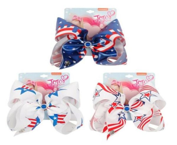 NEU 7 Zoll Jojo Swia Amerikanische Flagge Haarschleifen für Mädchen Große 4. Juli Haarspangen Haarnadeln 10 Stück4716058