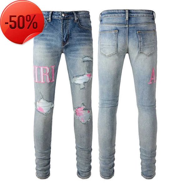 Jeans da uomo Designer Jean Jeans viola Marca Skinny slim fit buco di lusso Pantaloni da motociclista strappati Pantaloni skinny Designer Stack Pantaloni da donna Trend Taglia 28-40 917905392 PO