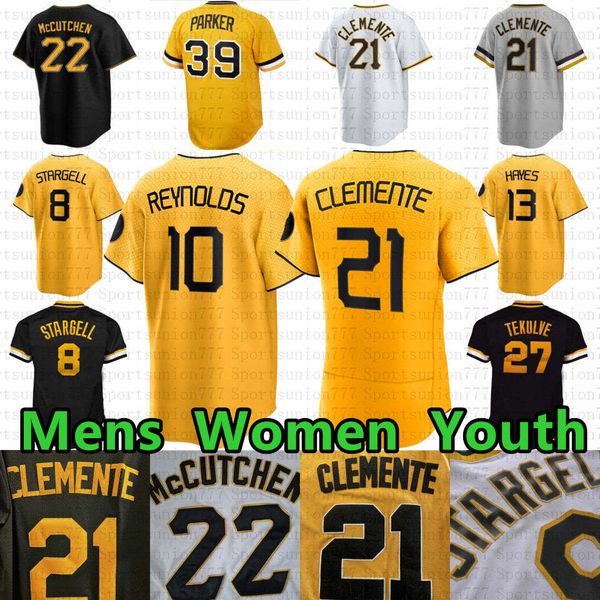 Roberto Clemente Andrew 22 Mccutchen Custom Baseball Jersey Barry Bonds Oneil Cruz Ke'bryan Hayes Bryan Reynolds David Bednar City Connect Austin Hedges Ji-hwan