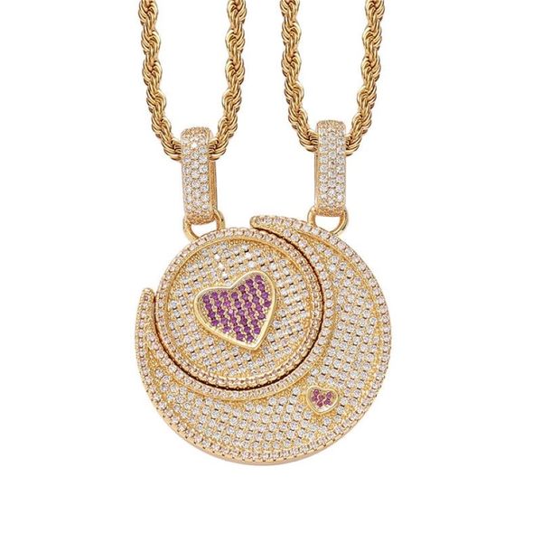 Хип-хоп ожерелье Солнце Луна пара ожерелье микро набор циркон любовь личность ювелирные изделия Gift219z