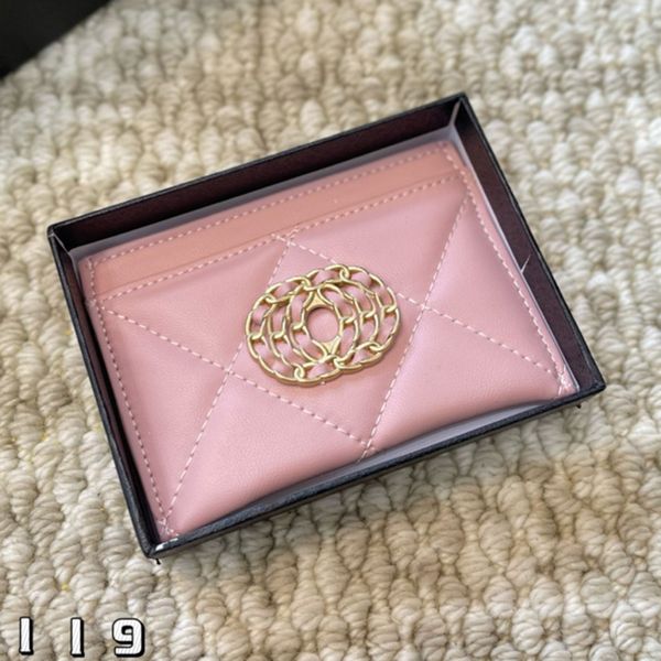 Borsa per carte di lusso di design Scomparti multipli per carte di grande capacità Borsa per pickup autentica da donna Mini porta biglietti da visita con logo grande con motivo diamante Portafoglio Portamonete credito