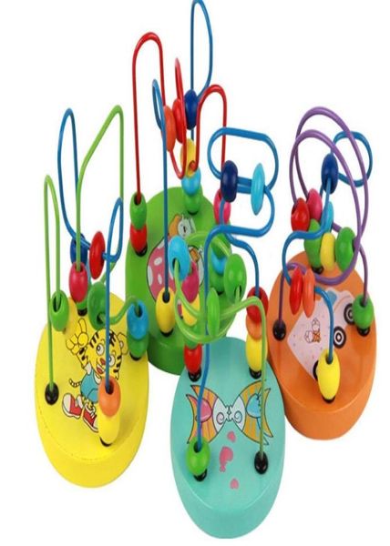 Brinquedo de madeira colorido redondo mini contas fio labirinto jogo educacional círculo grânulo desenvolvimento precoce brinquedos aleatório color3998762