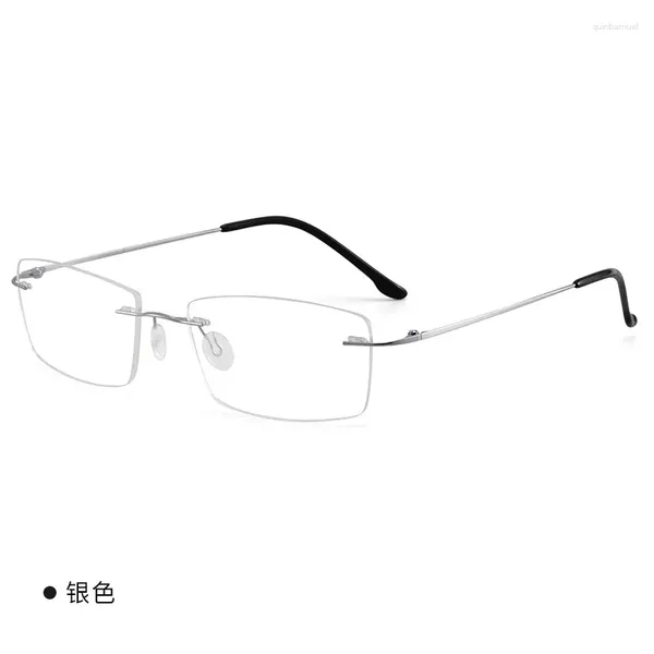 Montature per occhiali da sole 55mm Montatura per occhiali ultra trasparente senza cornice a forma quadrata per uomo e donna Prescrizione anti blu 8161