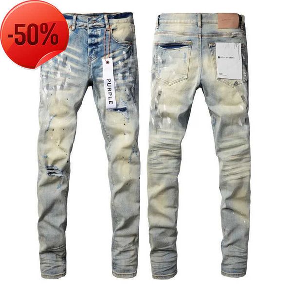 AIR Lila Jeans Designerjeans Herren Jeans Herren knielang Skinny Straight Jeans trendig lang gerade zerrissen High Street Größe 29-40 817595902 PO