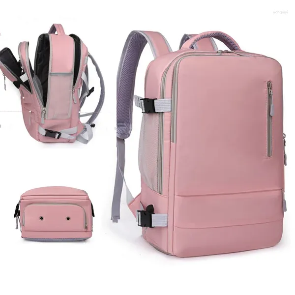 Mochila de viagem feminina grande capacidade leve mochilas à prova dwaterproof água multifuncional negócios bolsa para portátil usb com sapatos bolso