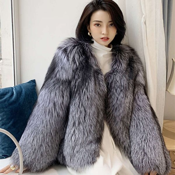Новый облегающий топ из искусственного меха лисы, пальто из енота, осенне-зимняя женская одежда 199984