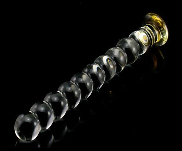 Crystal Glass G Spot Plug Anal Gioiello anale 10 palle Realistico Dildo di vetro Pene di cristallo Plug anale Giocattoli Prodotti del sesso per adulti Y2004225911695