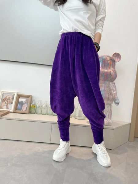 Женские брюки Фиолетовые вельветовые мешковатые кросс-брюки Женские однотонные уличные брюки в стиле Харадзюку Спортивные штаны для бега для фитнеса Спортивная одежда Нижние брюки
