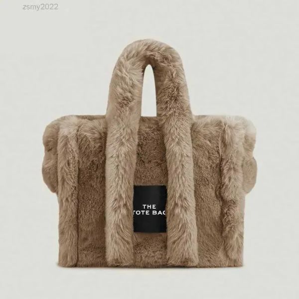 Große Designer-Einkaufstasche für Damen, luxuriöse Handtaschen, flauschiges Kunstfell, Damen-Umhängetaschen, Plüsch-Winter-Geldbörse, flauschige Taschen, Hobobag, hohe Qualität