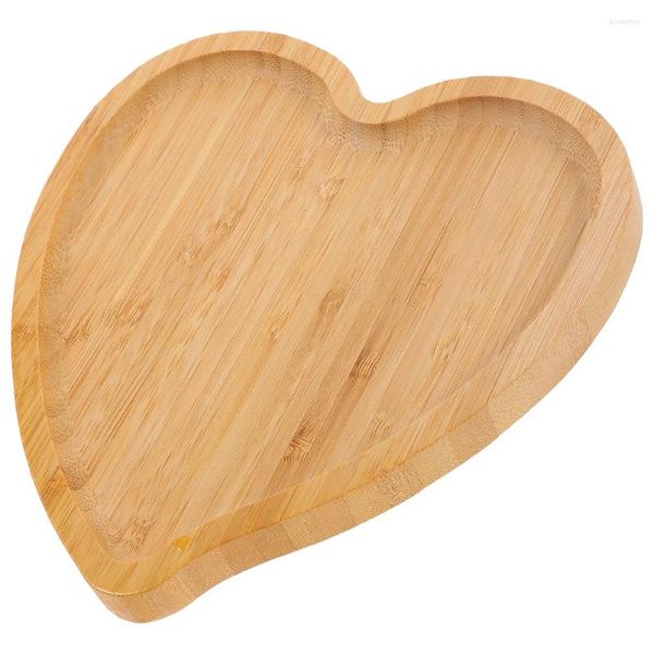 Conjuntos de louça em forma de coração servindo bandeja bandejas de bambu multi-função pão frutas bolo pan
