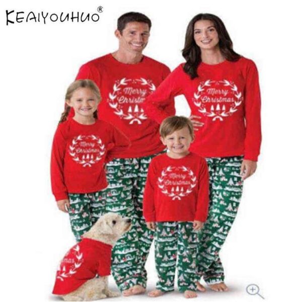 Parentchild Set Ailesi Görünüm Pijamalar Üstler Baba Anne Oğul Kız Baskılı 2 Parça Ev Kıyafetleri Noel Gündelik Tshirt 210516282010599