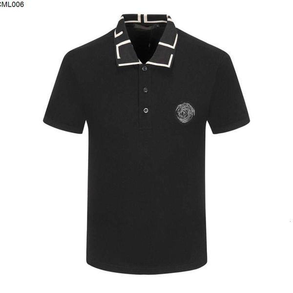 Designer-Poloshirt für Herren in Schwarz und Weiß, leicht, luxuriös, kurzärmelig, Baumwolle, klassische Stickerei, Alphabet, Business, lässig, Revers, modisch, schmale Passform