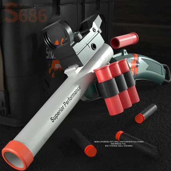 Gun Toys S686 Launcher Wurfschale Spielzeugpistole Kinder Soft Bullet Airsoft Gun Outdoor Sports Shooter Waffe für Jungen Geschenk T240309