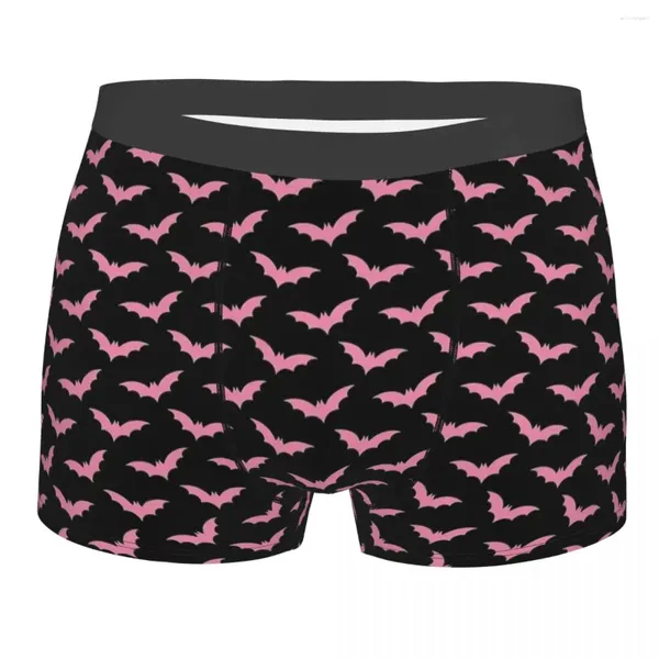 Mutande Novità Boxer Pipistrello Rosa Halloween Goth Pantaloncini Mutandine Intimo Lungo da Uomo Traspirante per Uomo