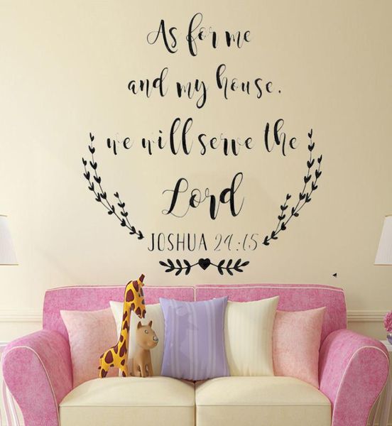 Per quanto riguarda me e la mia casa, serviremo il Signore Citazione Adesivi murali Versetto della Bibbia Wall Art Decal Giosuè 24:15 Home Decor2640448