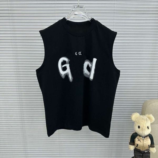 2024SS Summer Womens Tops Designer Designer Women Letter Letter Graffiti Camicia senza maniche a collo rotondo unisex unisex Pure Cotton Gret 2 Colori disponibili