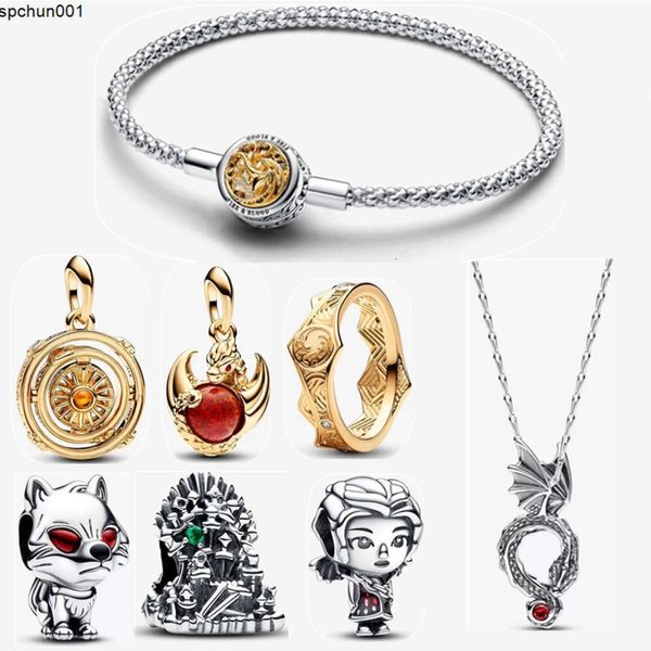 Halloween novo designer pulseiras para mulheres jóias diy caber pandora pulseira anel de ouro jogo dragões vidro charme colar moda presentes de festa {categoria}