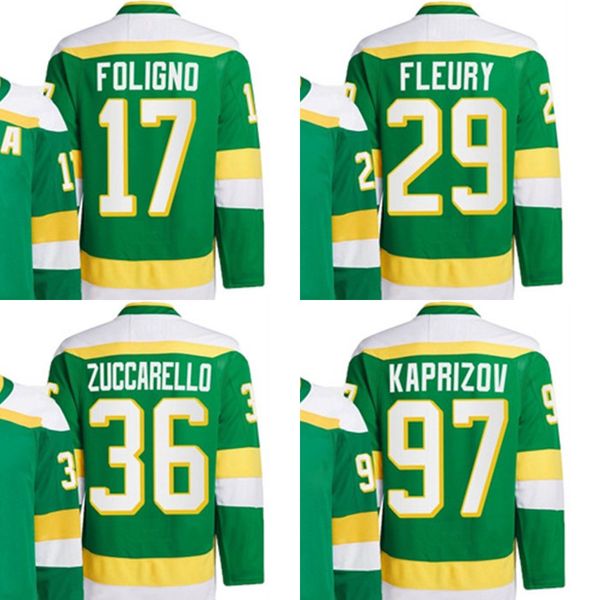 Erkekler 97 Kirill Kaprizov 36 Mats Zuccarello 2024 29 Marc-Andre-Andre Fleury 17 Marcus Foligno 14 Joel Eriksson Ek Minnesota Hokey Forması Dikişli S-3XL