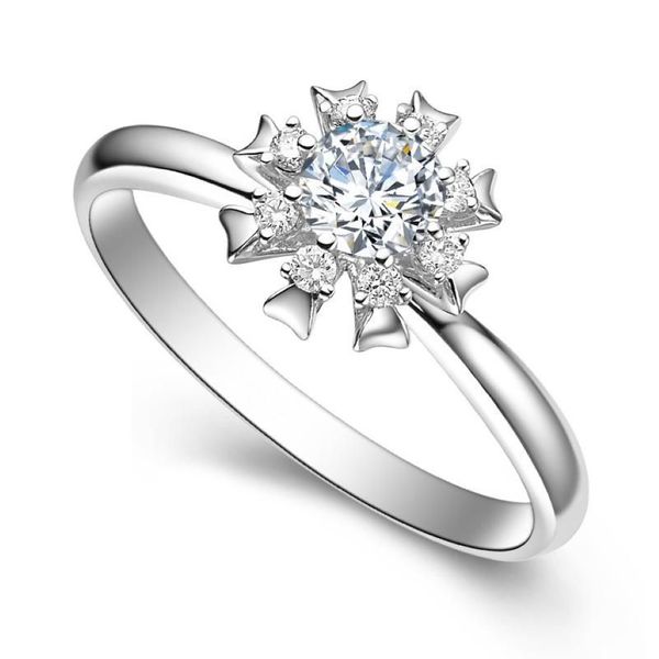 Кольца кластера, кольцо из белого золота 14 карат Au585, женское кольцо на годовщину свадьбы, помолвку, цветок, 8 когтей, круглый муассанит с бриллиантом, элегантный 281d