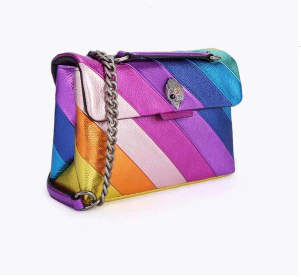 Abendtaschen Kurt Geiger Deigner Tasche Mittelgroße Schultertasche aus echtem Leder Regenbogen-Mikrofaser-Adlerkopf Luxus-Cross-Body-Geldbörse mit voller Modetasche5465