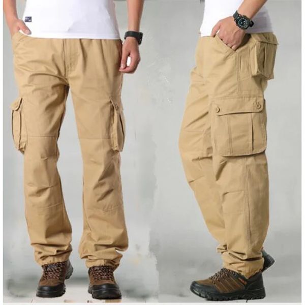 Pantaloni cargo da uomo di moda Casual multi tasche Tattici militari Pantaloni kaki dritti Pantaloni maschili di grandi dimensioni 42 44 Pantaloni lunghi