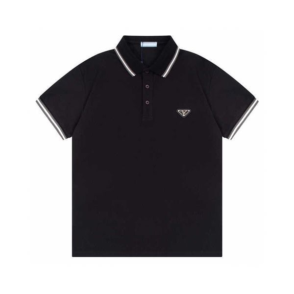 Правильная версия P Семейная треугольная деловая повседневная рубашка-поло P Семейная мужская английская джентльменская простая футболка с воротником-поло с коротким рукавом