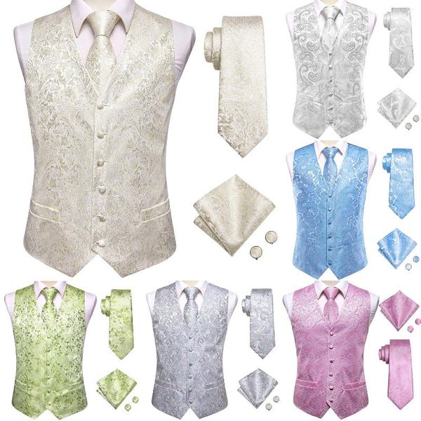 Мужские жилеты Небесно-голубой, серебристый, розовый, мятный, шелковый, мужской жилет, галстук, комплект, куртка без рукавов, жилет, галстук, носовой платок, запонки, свадебный бизнес, большие размеры