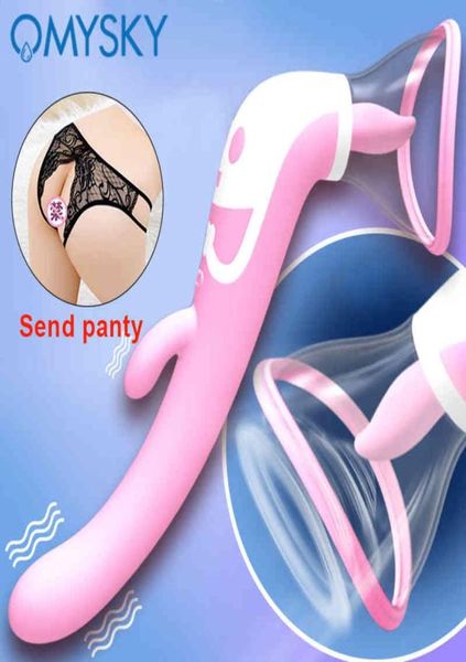 OMYSKY Saugen Vibrator Blowjob Zunge Vibrierender Nippelsauger Erwachsene Oral Lecken Klitoris Vagina Stimulator Spielzeug für Frauen Q05159593446