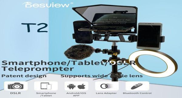 Beleuchtungsstudio-Zubehör View T2 8-Zoll-Teleprompter für Kamera-Telefon-Prompter IPad-Smartphone VS T1 Light Troip Kit7156088