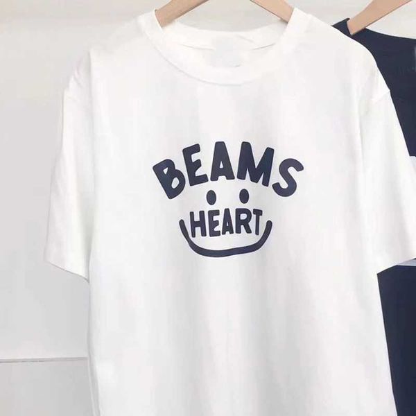 T-shirt da donna Estate Tempo libero Moda BEAMS Abbigliamento Cuore Lettera Stampa Comfort Cotone Corto Girocollo BEAMS JAPAN Magliette J240309