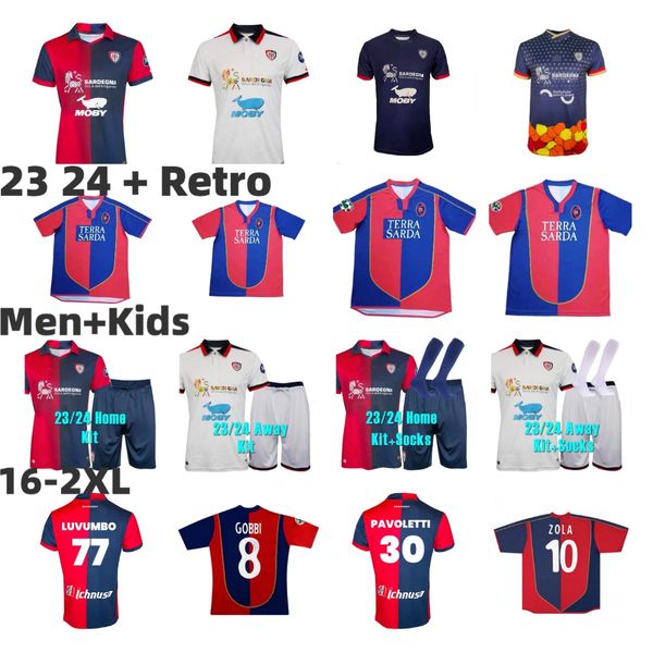 2023 2024 Cagliari Futbol Jersey Pavoletti Lapadula Viola Shomurodov Jankto Luvumbo Nandez Obert Makoumbou Evde 3. Zola Gobbi Joao Pedro Simeone 03 04 05 Retro