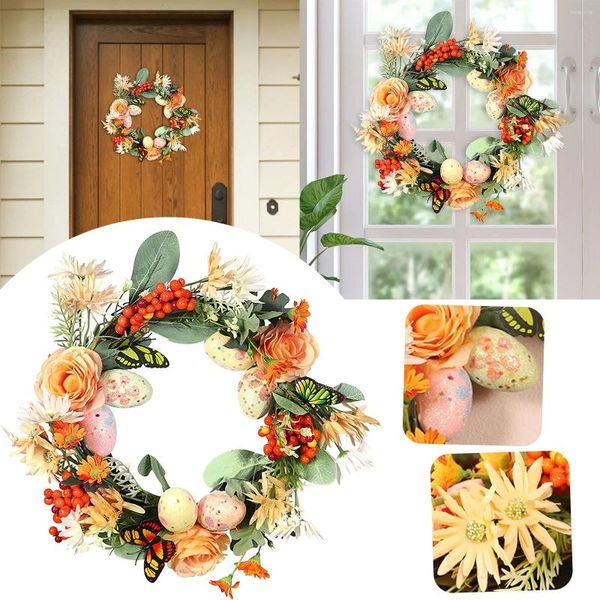 Dekorative Blumen, künstliche Ranken, Wand-Innenkranz, Frühling/Sommer, Tür und Ostern oder Dekoration, Fenster, Saugnäpfe