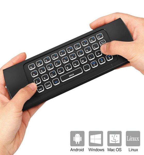 MX3 Backlight Teclado Sem Fio Com IR Learning 24G Controle Remoto Fly Air Mouse LED Retroiluminado Portátil Para Android TV Box33018441424