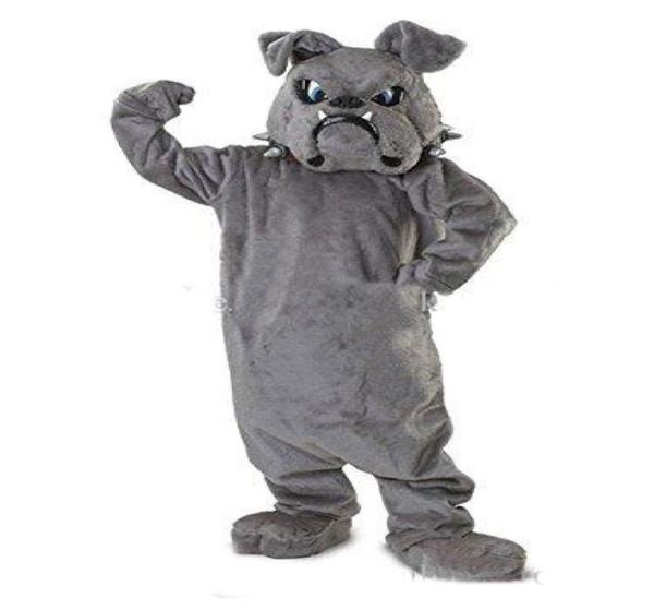 2018 Cool Bulldog Costume mascotte Grigio Scuola Animale Squadra Cheerleader Completo Completo Taglia adulto8778109