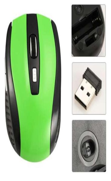 Taşınabilir Optical 6 Button 24G Kablosuz Fare 1200 DPI Bilgisayar PC Dizüstü bilgisayar için Fareler Oyuncu Siyah Mavi Yeşil Renk Bluetooth Mouse6359156