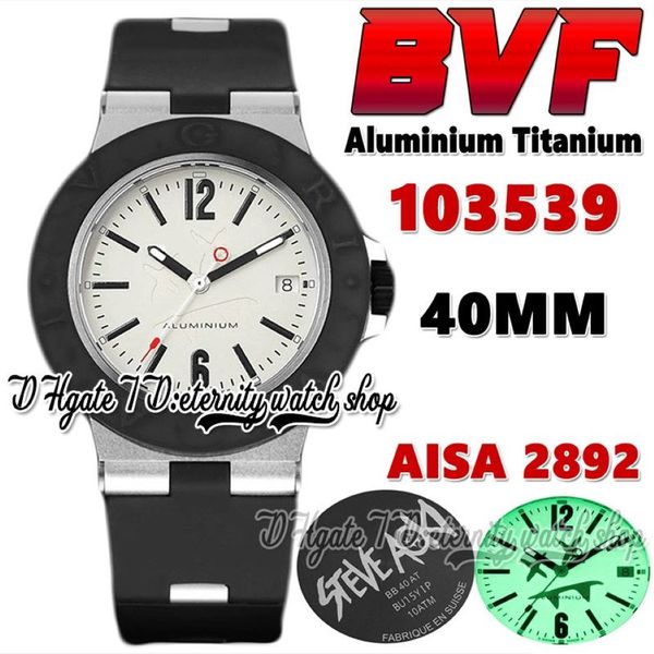 2022 BVF 103539 Aluminium Titan A2892 Automatik 40M Herrenuhr Gummibeschichtete Logo-Buchstabenlünette Leuchtendes Steve Aoki-Zifferblatt Gummi Str212F