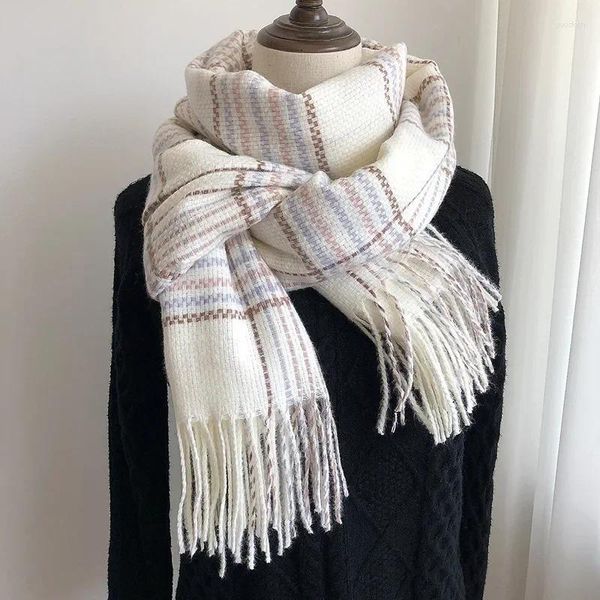 Herrenwesten Stil Pashmina Plaid Damenschal Verdickter warmer Quasten-Schalhals im Herbst und Winter