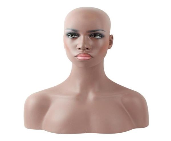 Busto manichino manichino in fibra di vetro nero femminile realistico per parrucca in pizzo e esposizione di gioielli EMS 211q3832549