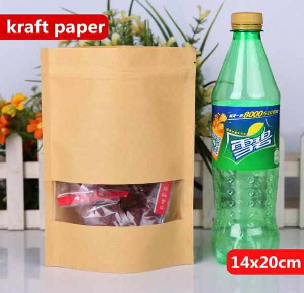 14 x 20 cm Ständer, Kraftpapier, Aluminiumfolie, laminiert, wiederverwendbare Lebensmittelverpackungsbeutel, Backen, Snacks, Süßigkeiten, Tee, Heißsiegelung, Zip-Lock-Packung4046086