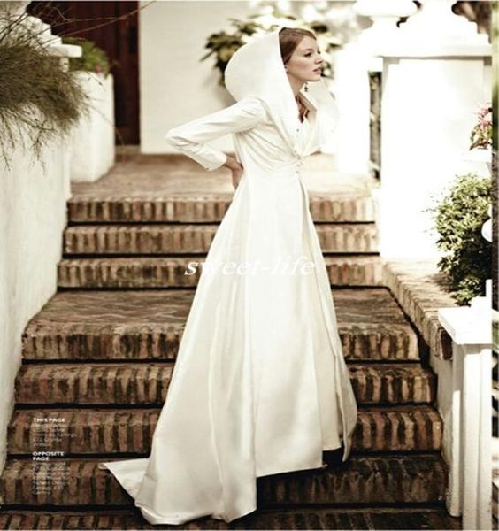 Elegante bianco avorio neve invernale giacche da sposa cappotti con bottoni a manica lunga lunghezza del pavimento cappotti economici su misura per matrimonio Br3890327