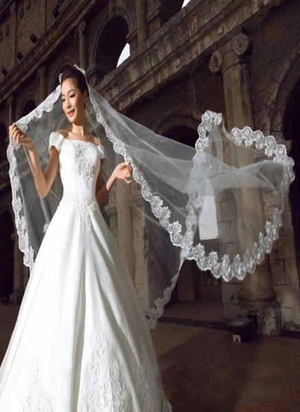 2019 super venda 5m comprimento estilo begewhite onelayer elegante vestido de casamento véu véu de noiva catedral acessórios de noiva 4681723