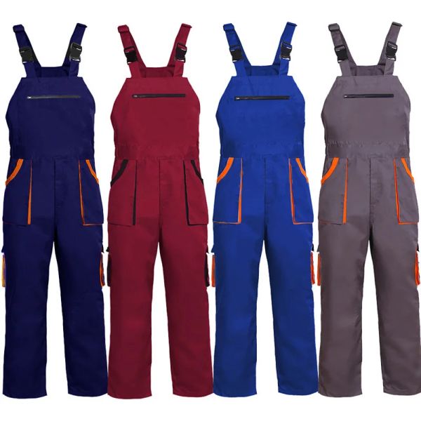 Salopette Capris Uomo Donna Abbigliamento da lavoro Tute protettive taglie forti Tute con cinturino con tasche Uniformi Pantaloni con bretelle senza maniche