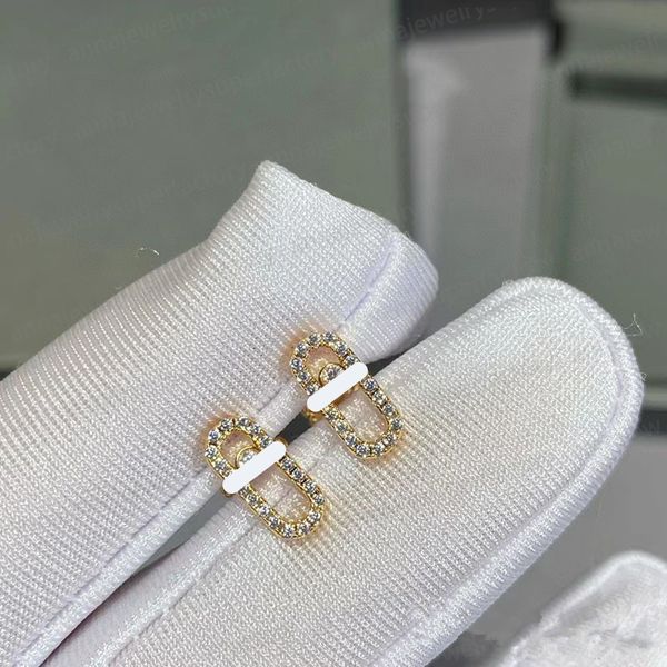Lüks Messik Designer Kulak Saplamalar Küpe Yüksek kaliteli tek elmas sürgülü asimetrik küpeler Kadın Mücevher Aşıkları Lüks Hediye